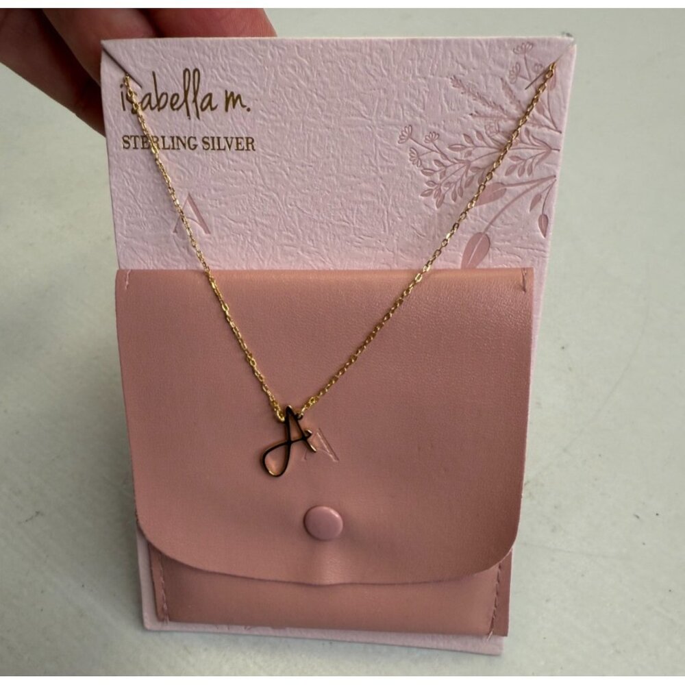 Isabella M Sterling Silver A Initial Necklace Gold Tone NEW